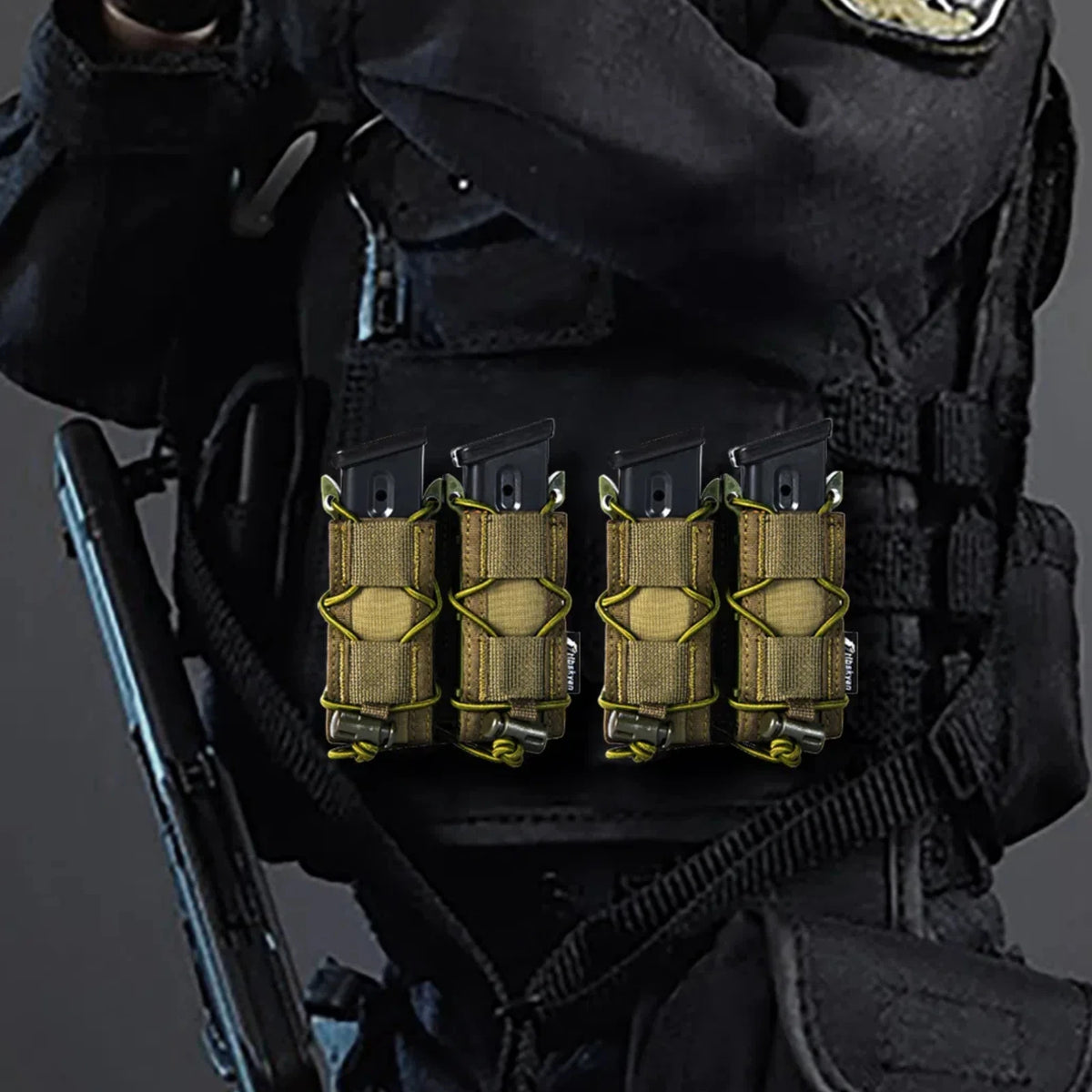 Tactical Molle Double Magazine Pouch Universal .45 9mm for Airsoft 9mm/.40 Calibers 45acp Double-Layer Mag Holder 500D Nylon Qu