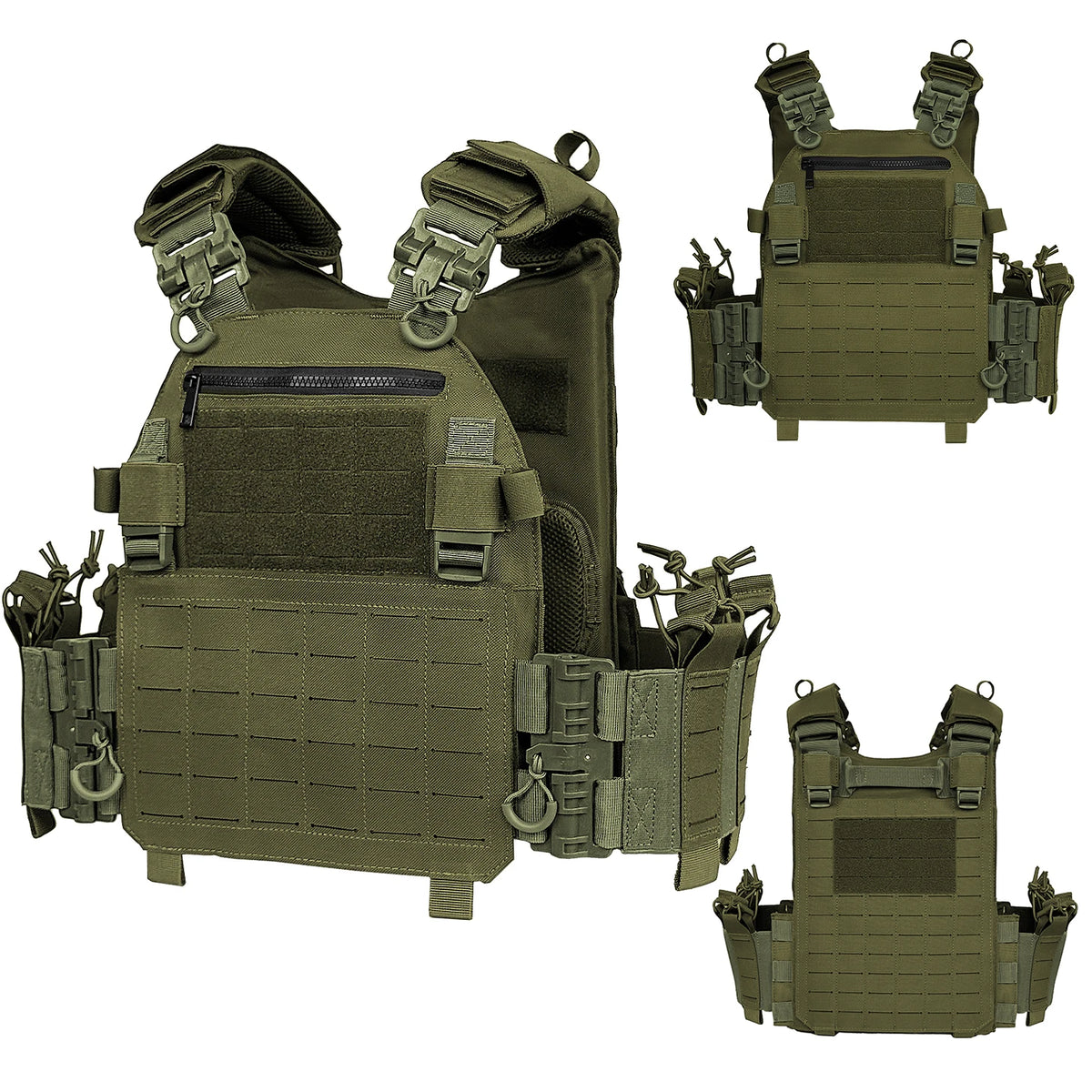 Outdoor multifunctional laser MOLLE hunting vest, breathable and detachable, with multiple equipment bags for reassembly
