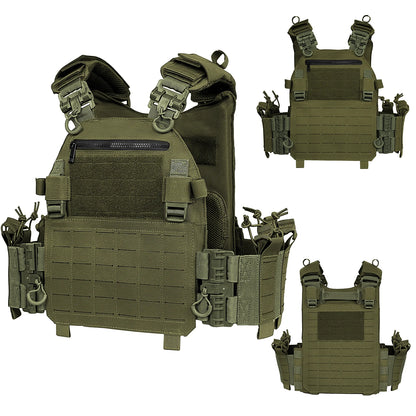 Outdoor multifunctional laser MOLLE hunting vest, breathable and detachable, with multiple equipment bags for reassembly