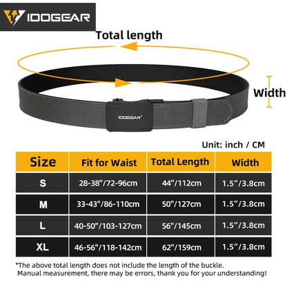IDOGEAR Tactical 1.5” Belt 1000D Nylon with Slide Buckle for Men No Holes Adjustable Trim to Fit 3449