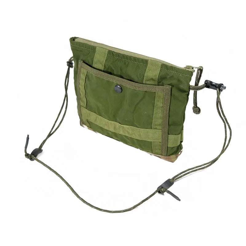 Upcycled Military‑Style Crossbody Pouch, Repurposed Aircraft Nylon Sling Bag 2 Pockets for Phone Sunglasses Daily Outdoor Carry