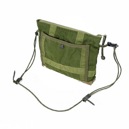 Upcycled Military‑Style Crossbody Pouch, Repurposed Aircraft Nylon Sling Bag 2 Pockets for Phone Sunglasses Daily Outdoor Carry