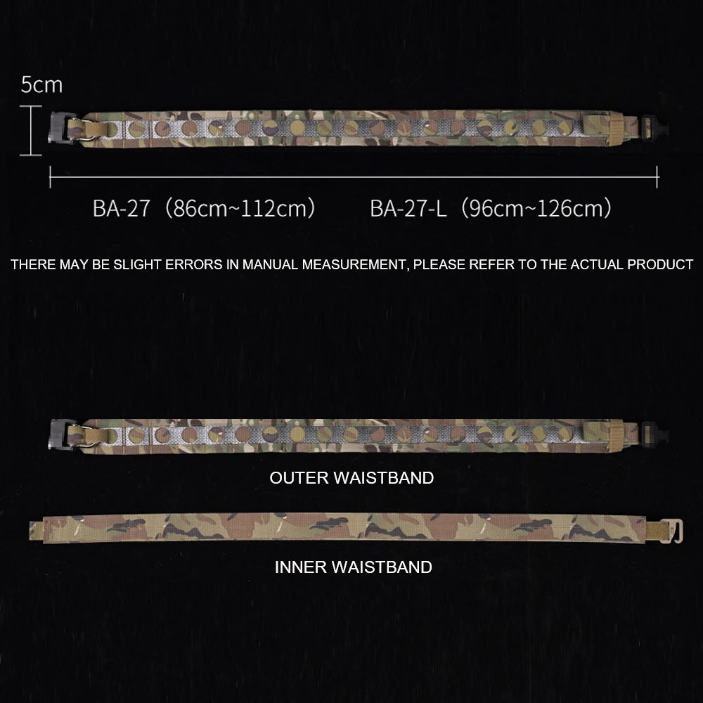 Ferro Style Tactical Bison Belt 2 Layers Quick Release Metal Buckle MOLLE System Outdoor Hunting Shooting Airsoft Waistband Gear