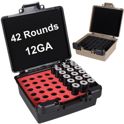 12GA Shutgun Shell Box 42 Rounds Shotshell Case Rifle Ammo Box Hunting Gun Cartridge Case 12 Gauge Bullet Shell Holder Storage