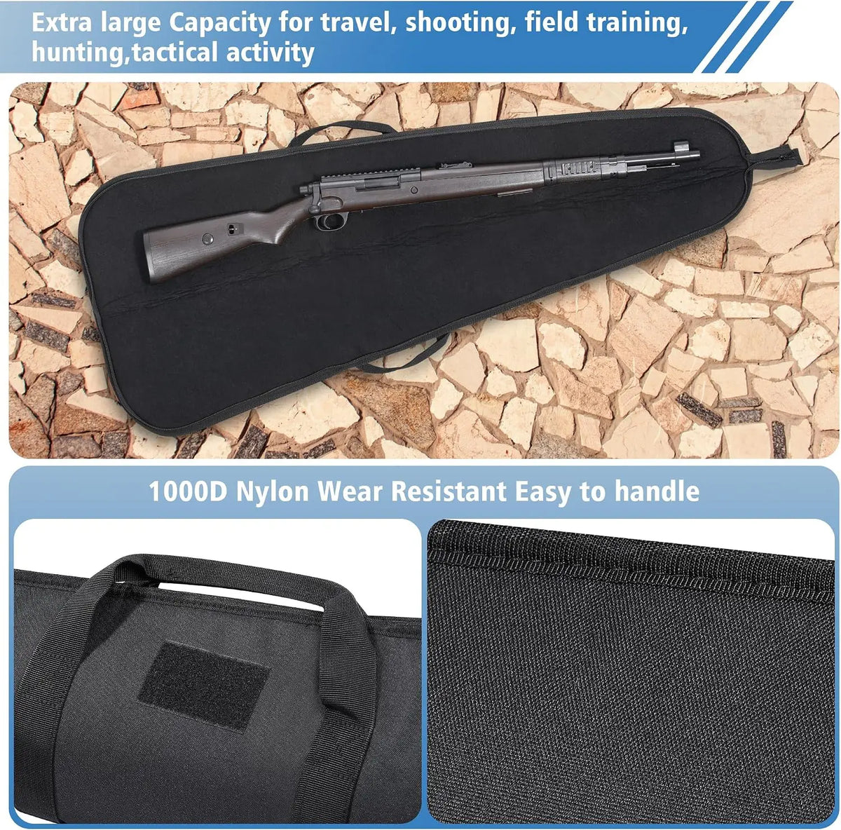 125cm Soft Gun Case Rifle Bag Hunting Gun Carry Cover Tactical Shotgun Case with 2.65" Ultra-Thick Padding Long Gun Backpack