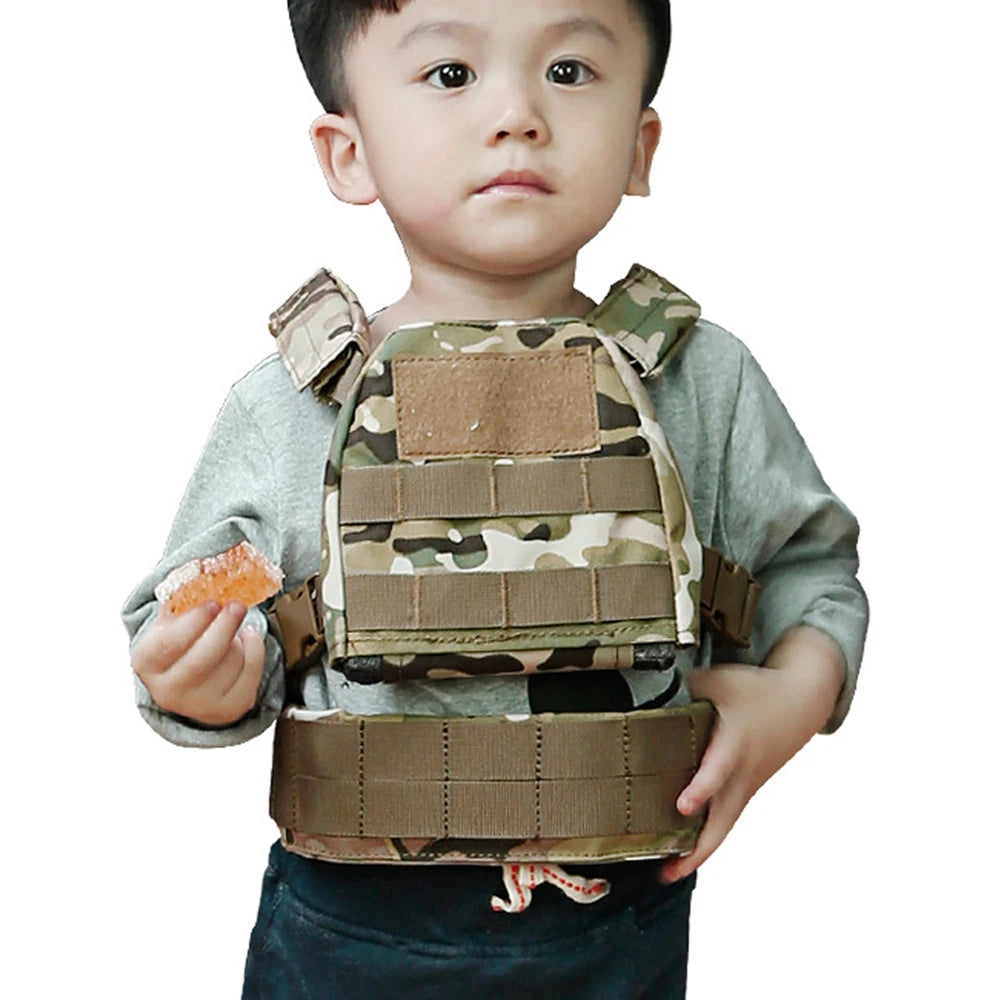 Tactical Kids Vest Waistband Set MOLLE Quick Release Hunting Airsoft CS Wargame Plate Carrier Children Vest Protective Gear