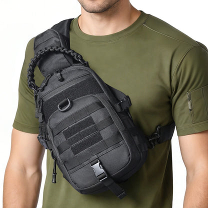 Outdoor sports multifunctional chest bag and crossbody bag with MOLLE webbing system layered design for easy access