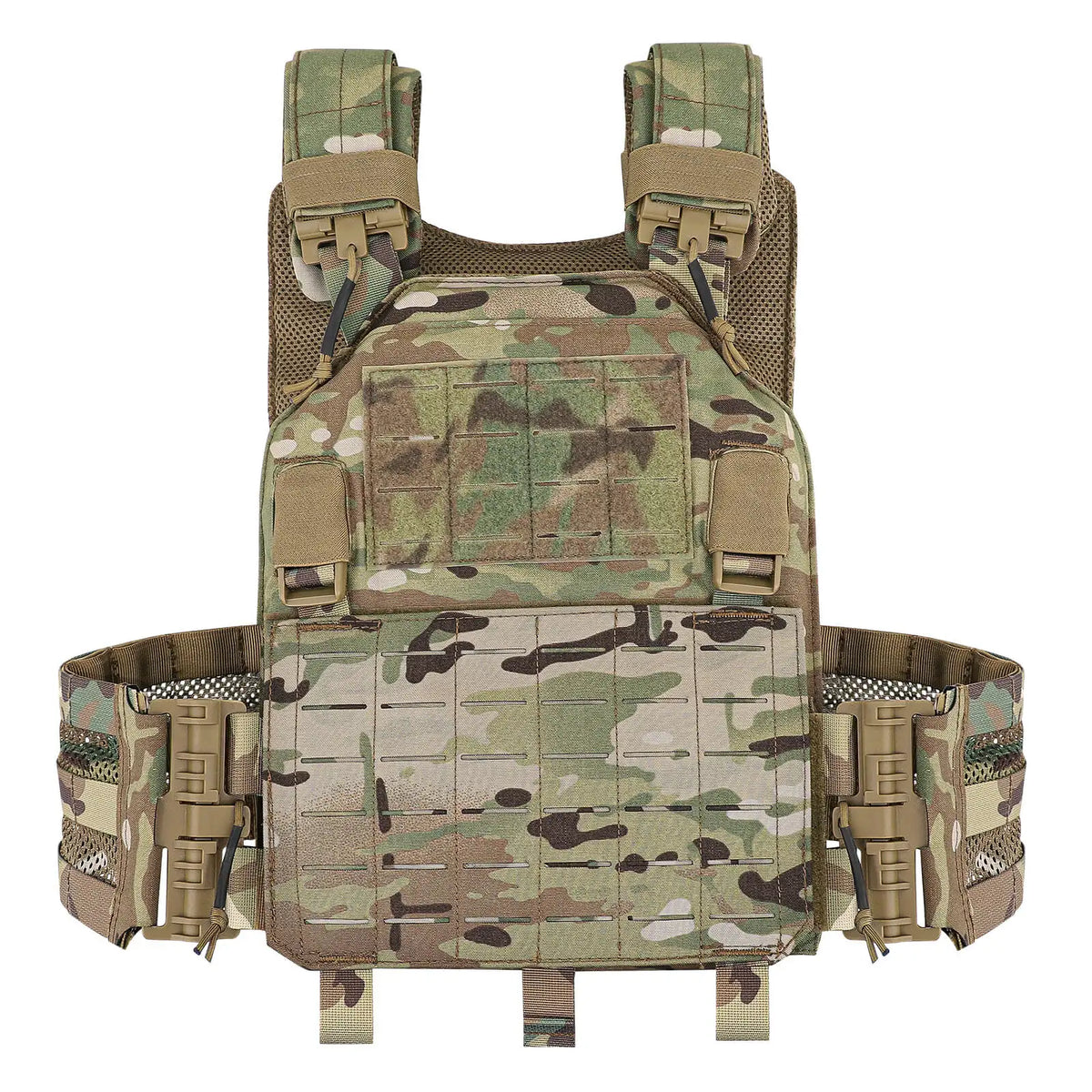 KRYDEX Tactical Laser Cut MOLLE Vest 500D Nylon LAVC Quick Release Plate Carrier Hunting Paintball Plate Carrier