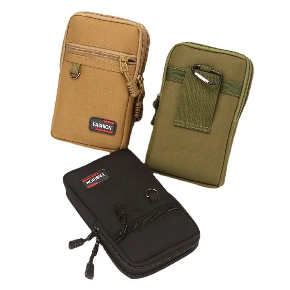 7 Inch Waist Fanny Pack Men Phone Pouch Camping Hunting Waist Bag (Black)