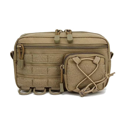Molle system woven EDC storage bag waist bag with multiple layers of pockets suitable for camping, cycling, etc