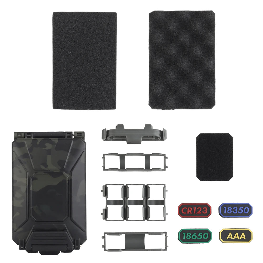 Tactical Modular Battery Case for 18650 18350 CR123A AAA CR2032 Molle Tooling Storage Box Water&Dust Proof