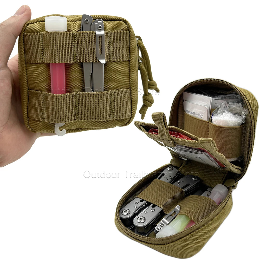 Small Tactical Pouch Micro Utility MOLLE Pouch Removable Clear ID Pocket Mini Knife Compass Flashlight Card Storage Bag Belt