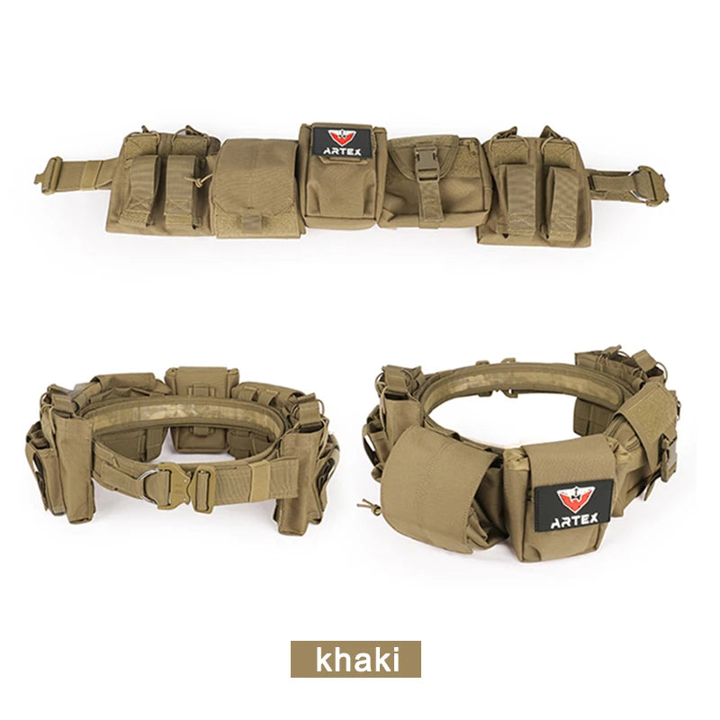 ARTEX Tactical Battle Belt 7 in 1 Airsoft Utility, Tactical Waist Belt 1000D Nylon Tactical Duty Belt with Mag Pouch Bag