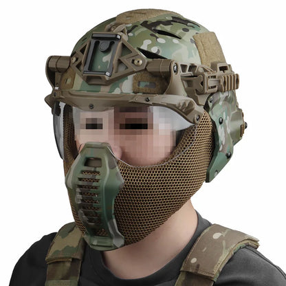 Tactical Full Protection Wendy 3.0 Helmet with Half Face Mask Mouthguard/Flip Goggles/Ear Cover Hunting Airsoft Training Gear