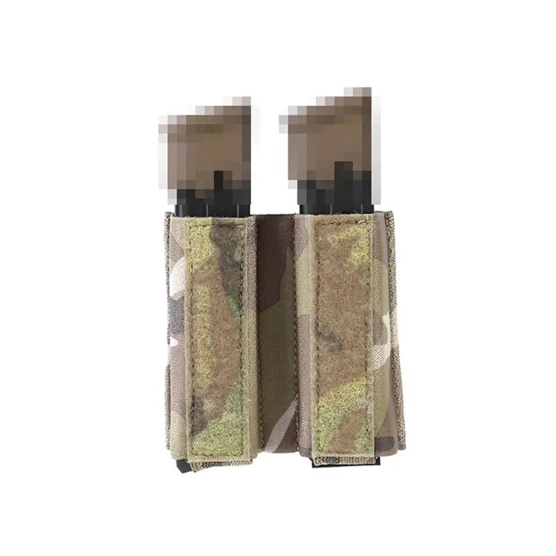 Built-In Elastic Inseert 9mm Double Magazine Pouch Bag Turnover- Double Pistol AIRSOFT 9MM MAG Tactical Vest Dope Chest Hanging
