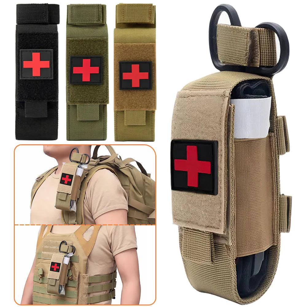 MOLLE Nylon Tourniquet Pouch Holder First Aid Kit EDC Waist Bag Portable Medical Shears Pouch Outdoor Flashlight Knife Holster