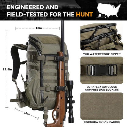 VOTAGOO Hunting Backpack with Rifle Bow Carry System Customizable Aluminum Frame 2000ci for Waterfowl Deer Hunting Outdoor