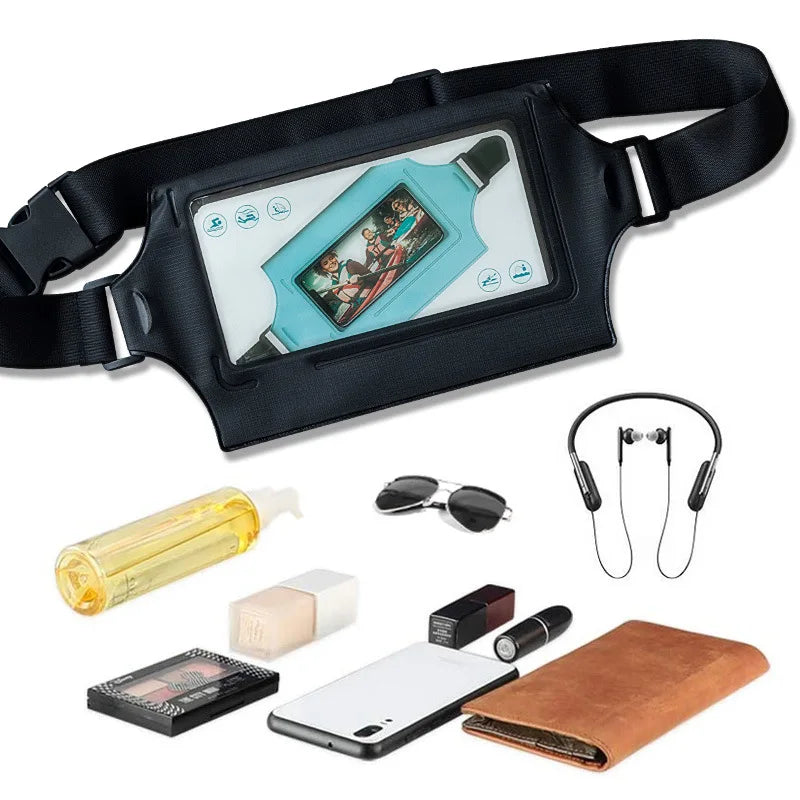 Outdoor Waterproof WaistBag PVC Dry Pouch with Phone Touch Screen Window for Swimming Fishing Hiking Kayaking Beach Water Sports