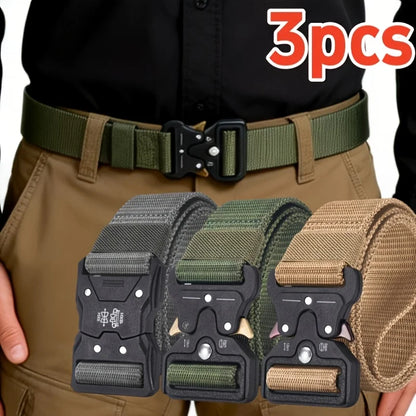 3pcs Tactical Belt Suitable for Men & Women - Heavy-Duty Nylon with Automatic Buckle, Durable Belt Compatible for Jeans, Pants,