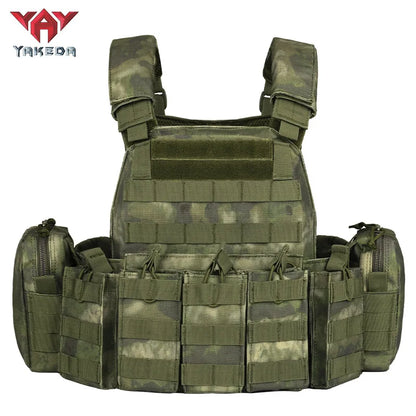 YAKEDA 1000D Nylon Tactical Vest Outdoor Hunting Protective Adjustable Multifunction Molle Vest for Airsoft Combat Equipment