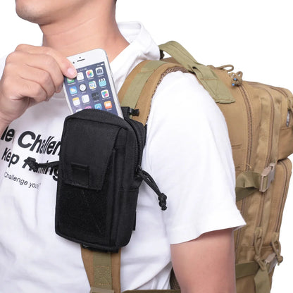 Molle Backpack Strap Phone Holder Waist Pouch for Outdoor Sports Running Camping Hiking Hunting - EDC Tool Organizer