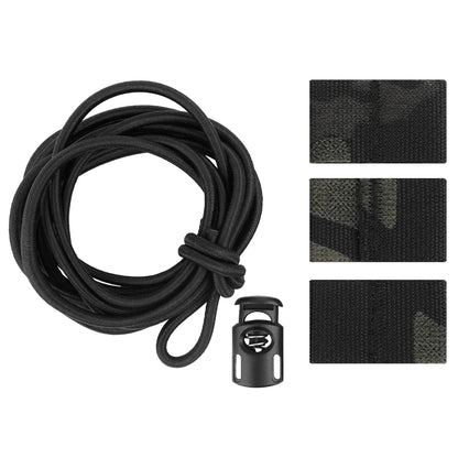 Tactical Flag Bungee Elastic Fastener Strap Shock Cord Retention Molle Webbing Loop Cord Lock Secure Attachment Hunting Gear