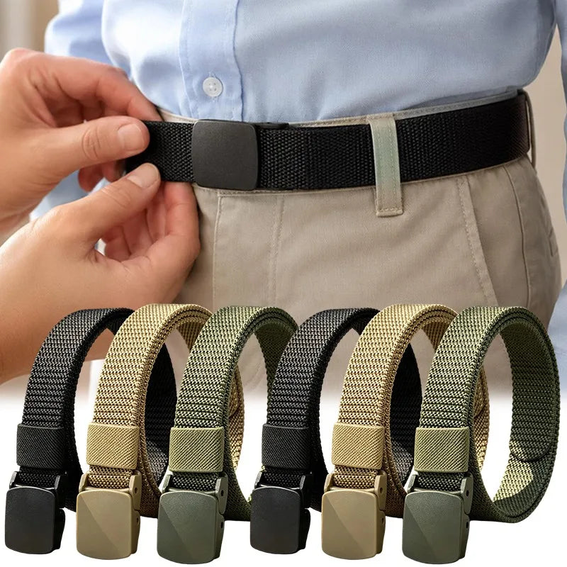 Adjustable Kids Canvas Belt No Hole Elastic Waistband for School Uniform Children Trousers Belt with Smooth Snap for Buckle Safe