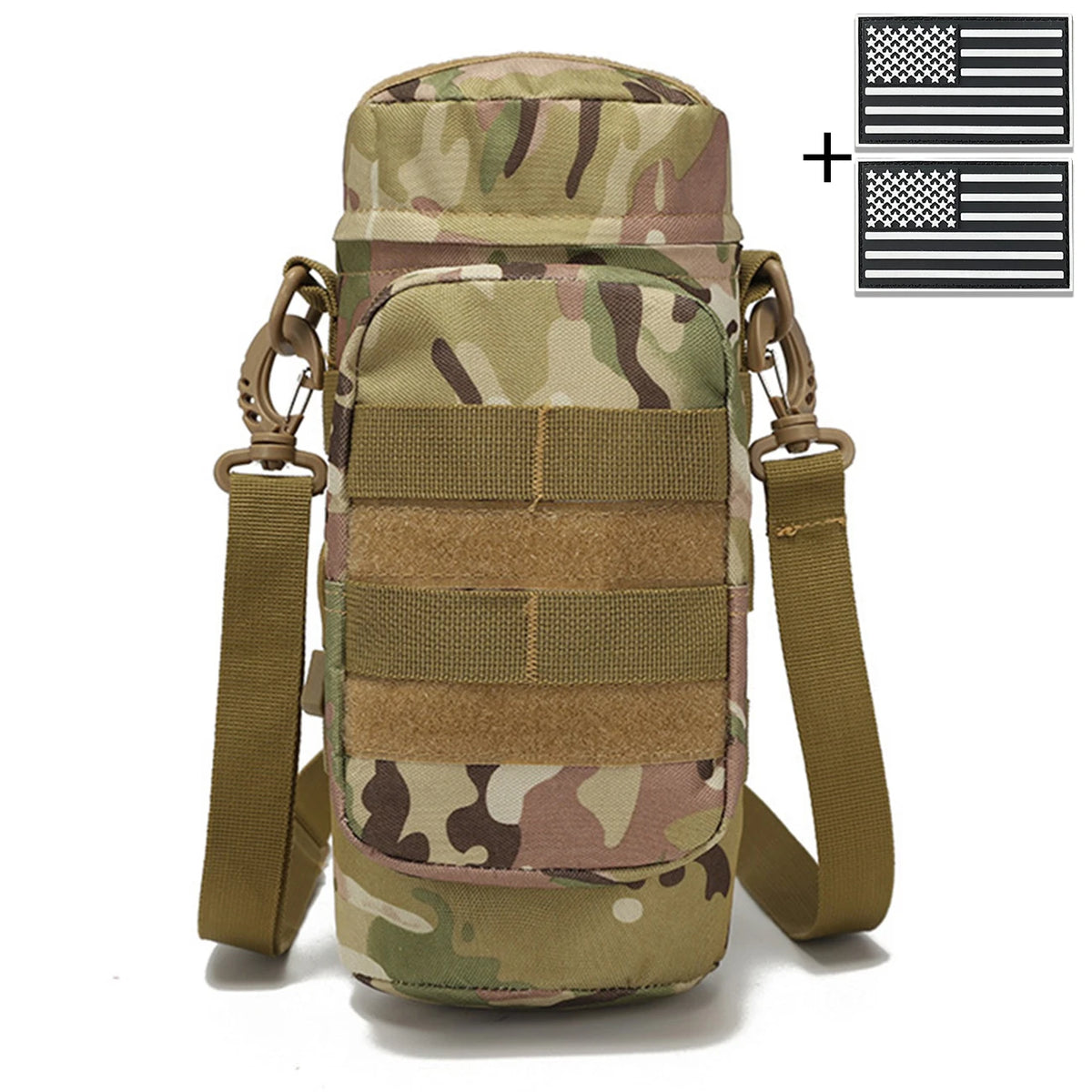 Outdoor hunting Molle water bottle bag with adjustable shoulder strap Magic Sticky, suitable for hiking, fishing and hunting