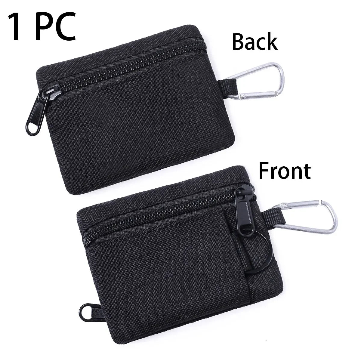 Mini Tactical Pouch EDC Organizer Bag 600D Nylon Coin Purse Key Card Holder with Carabiner for Camping Hiking Outdoor Daily Use