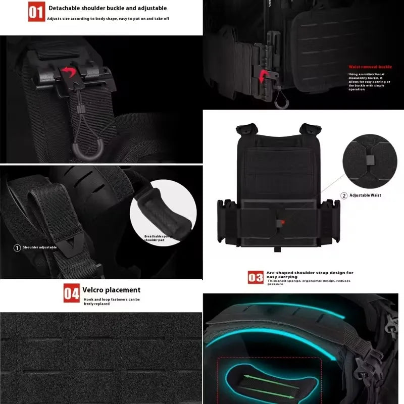 Authentic product YAKEDA Tactical Vest 6094 Fast detachable light laser cut outdoor hunting black gear carry vest of