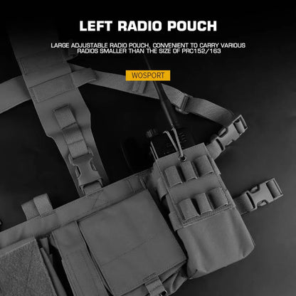 Uw Tactical Patrol Chest Hanging Hunting Vest Patrol Bag with 8 Internal Function Expansion Storage for Wireless Magazine Bag