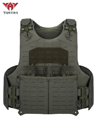 YAKEDA Quick Release Plate Carrier Tactical Vest Laser Cut PALS Hunting Protective Training Vest