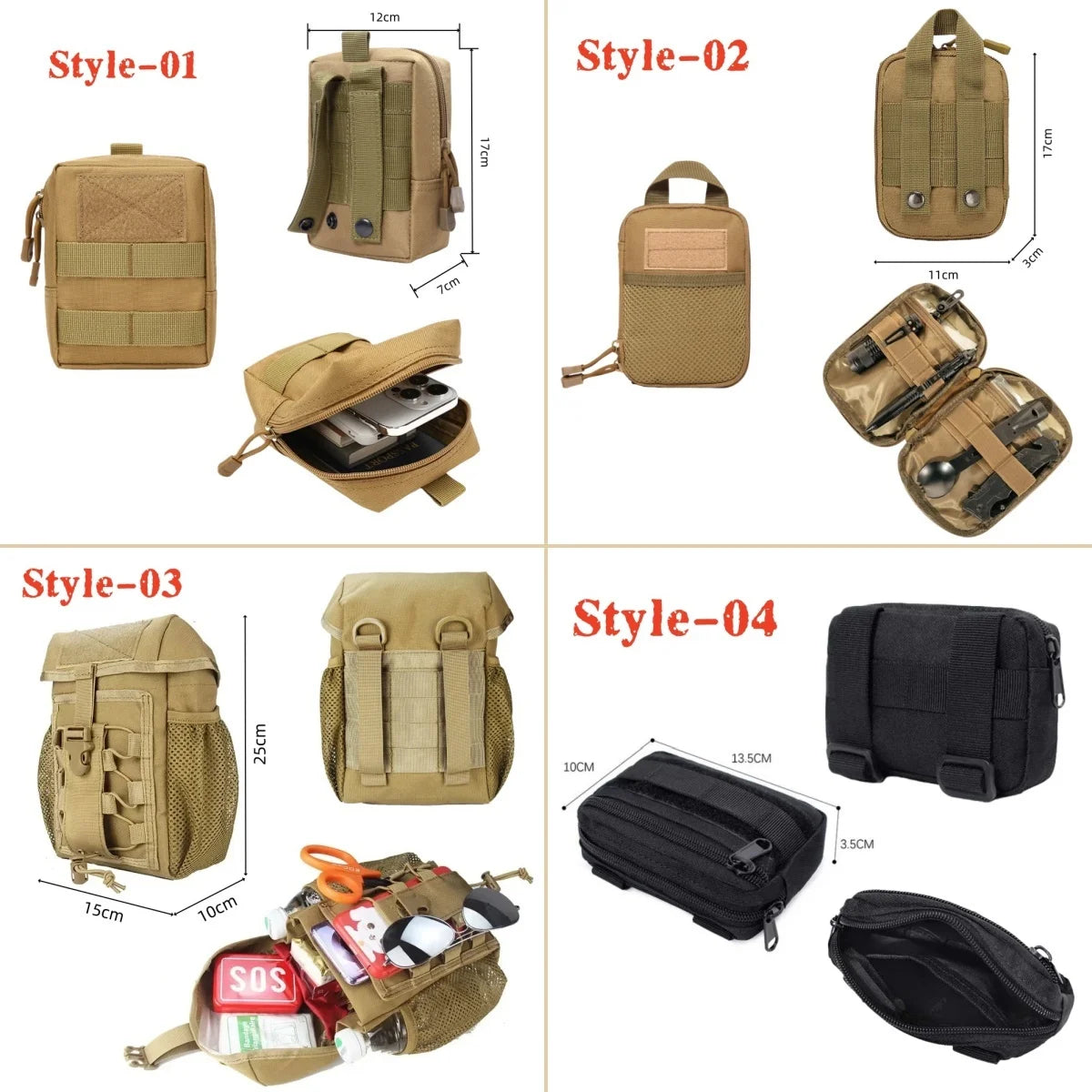 IFAK EDC Bag Tactical Molle Admin Pouch Waist Bag Hunting Vest Emergency Tool Kit Outdoor First Aid Kit Camping Survival Bag