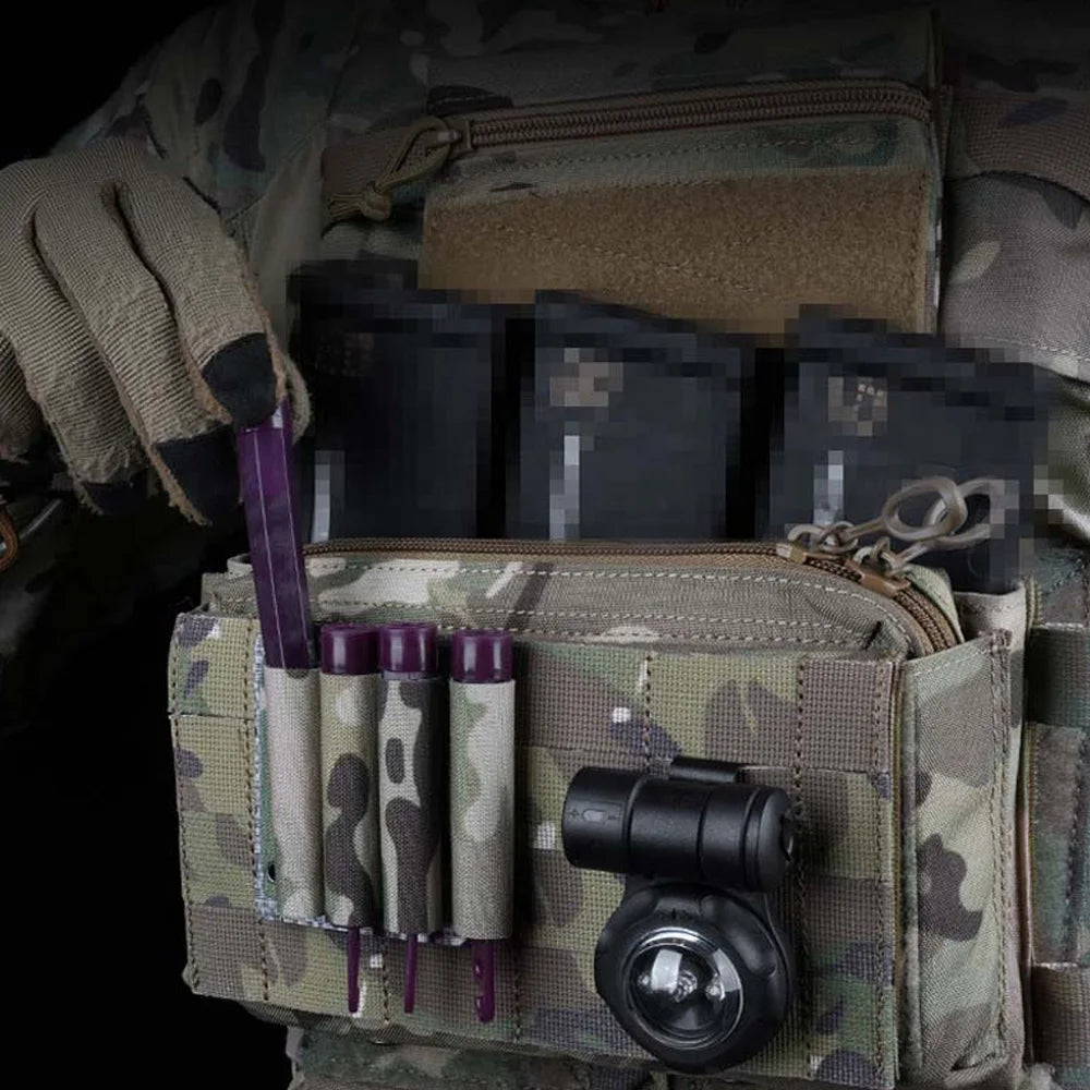 Outdoor Camping Survival Glow Stick Storage Holder Pouch Hunting Vest Plate Carrier Glow-in-the-Dark Stick Molle Bag