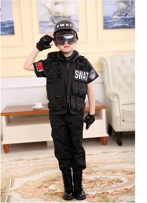 2026 Halloween Hunting Military Tactical Army Vest Kids Airsoft Gear Combat Armor Uniform Boy Girl Swat Police Outdoor