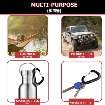 4PCS 12kN D-Type Carabiners Set Heavy Duty Aluminum Clips Buckle Hook for Outdoor Camping Hiking Hammock