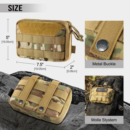 OneTigris MOLLE Pouch, Tactical Admin Pouch Belt EDC Tool Organizer Zippered Utility Waist Pack 7.5"x5"x2"