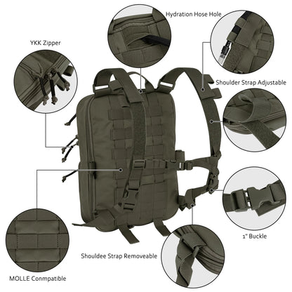 KRYDEX Expandable Flatpack D3 Backpack with Tactical D3CR Chest Rig Rifle AK M4 Magazine Pouch Hiking Hunting Bag Vest
