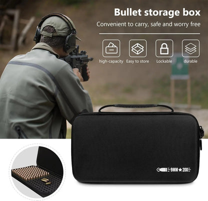 9mm Ammo Pouch 200 Rounds Ammunition Holder Organizer Pistol Cartridges Storage Case Portable Bullet Box for 380 ACP/40 S&W