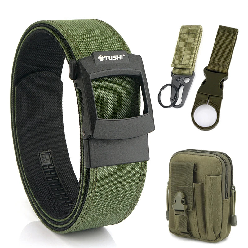 HSSEE 4.3cm Military Tactical Belt for Men Metal Automatic Buckle Thick Nylon Outdoor Hunting IPSC Gun Belt Casual Girdle Male