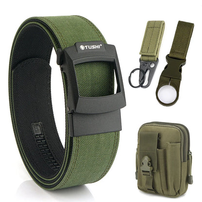 HSSEE 4.3cm Military Tactical Belt for Men Metal Automatic Buckle Thick Nylon Outdoor Hunting IPSC Gun Belt Casual Girdle Male