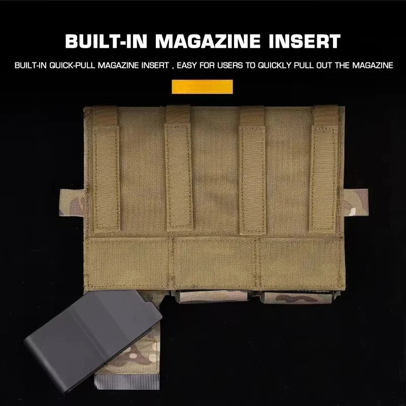 Multipurpose Triple Rifle Mag Pouch 5.56 7.62 For M4 AR15 CRYE Plate Carrier Front Panel Vest Outdoor Field Airsoft Hunting