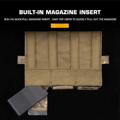 Multipurpose Triple Rifle Mag Pouch 5.56 7.62 For M4 AR15 CRYE Plate Carrier Front Panel Vest Outdoor Field Airsoft Hunting