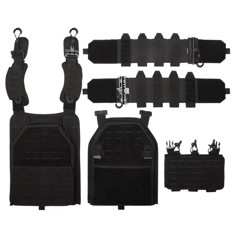 Tactical Vest 6094 Fast detachable light laser cut outdoor hunting black gear carry vest of high quality
