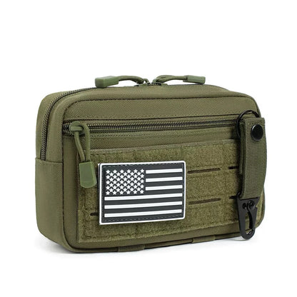 Tactical Molle Admin Pouch Utility Laser Cut EDC Tool Pouch Bag Horizontal Modular Pouches Include US Flag Patch and Keychain