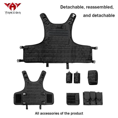 YAKEDA multifunctional quick release hunting vest with adjustable shoulder straps and waist circumference, multiple device bags