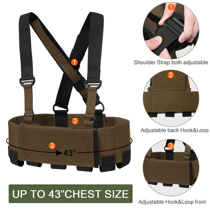 KRYDEX Tactical 556 Ready Chest Rig Low Vis Lightweight Concealed Carry Chest Rig Vest With Elastic Magazine Radio Tool Pouch