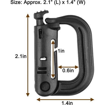 5Pcs Plastic D-Ring Tactical Carabiner Grimlock Lock Hard Hook Buckle Clip For Molle Webbing Accessories Backpack/Pouch/Bag/Belt