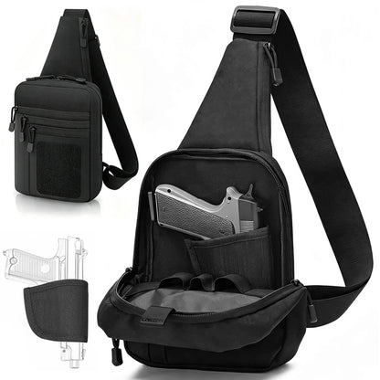 Concealed Carry Chest Gun Bag Pistol Gun Storage Bag Tactical Sling Shoulder Pouch with Gun Holster Crossbody EDC Tool Bag