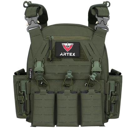 ARTEX Men's Lightweight Tactical Vest Plate Carrier Outdoor Multi-Functional Nylon Laser Cut Quick-Release Molle Airsoft Vest